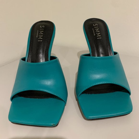 Simmi London heeled mules in peacock - Picture 6 of 7